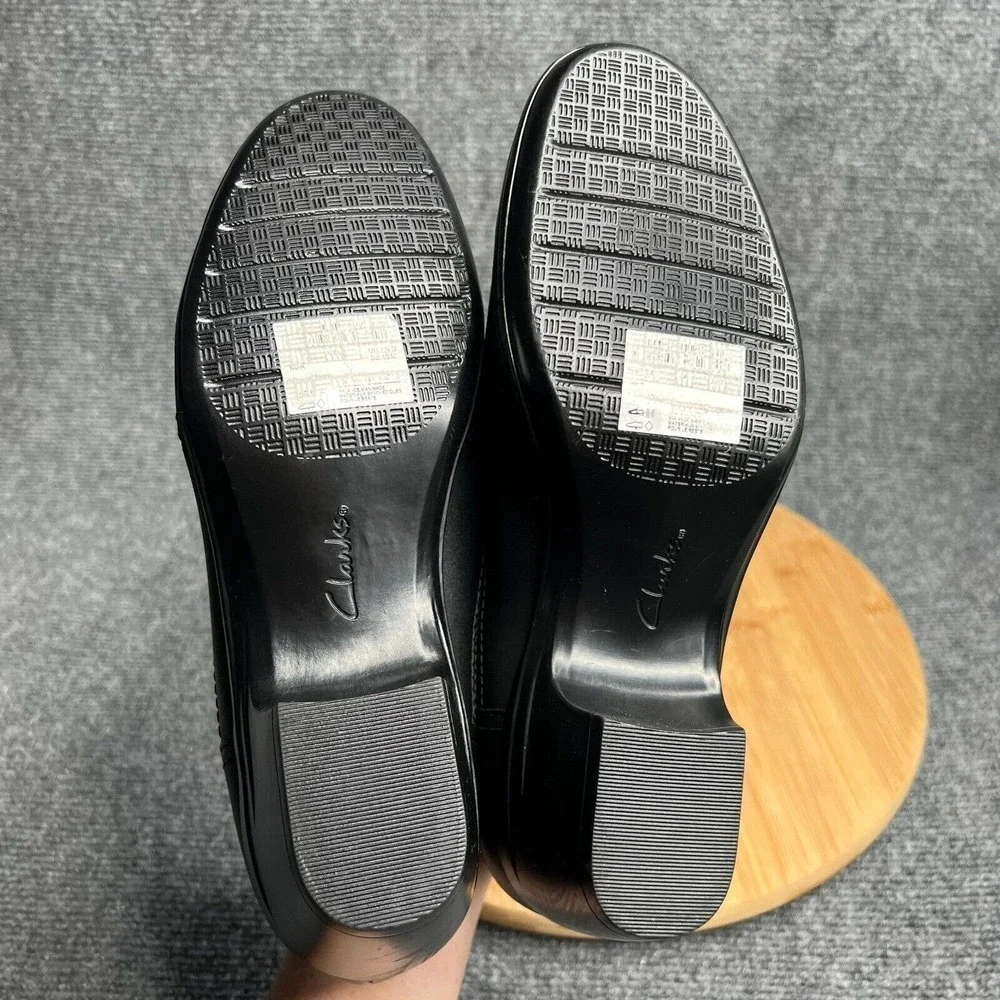 Clarks Emily Amelia Slip On Pumps Womens 10 Black Leather Stretch Comfort Shoes